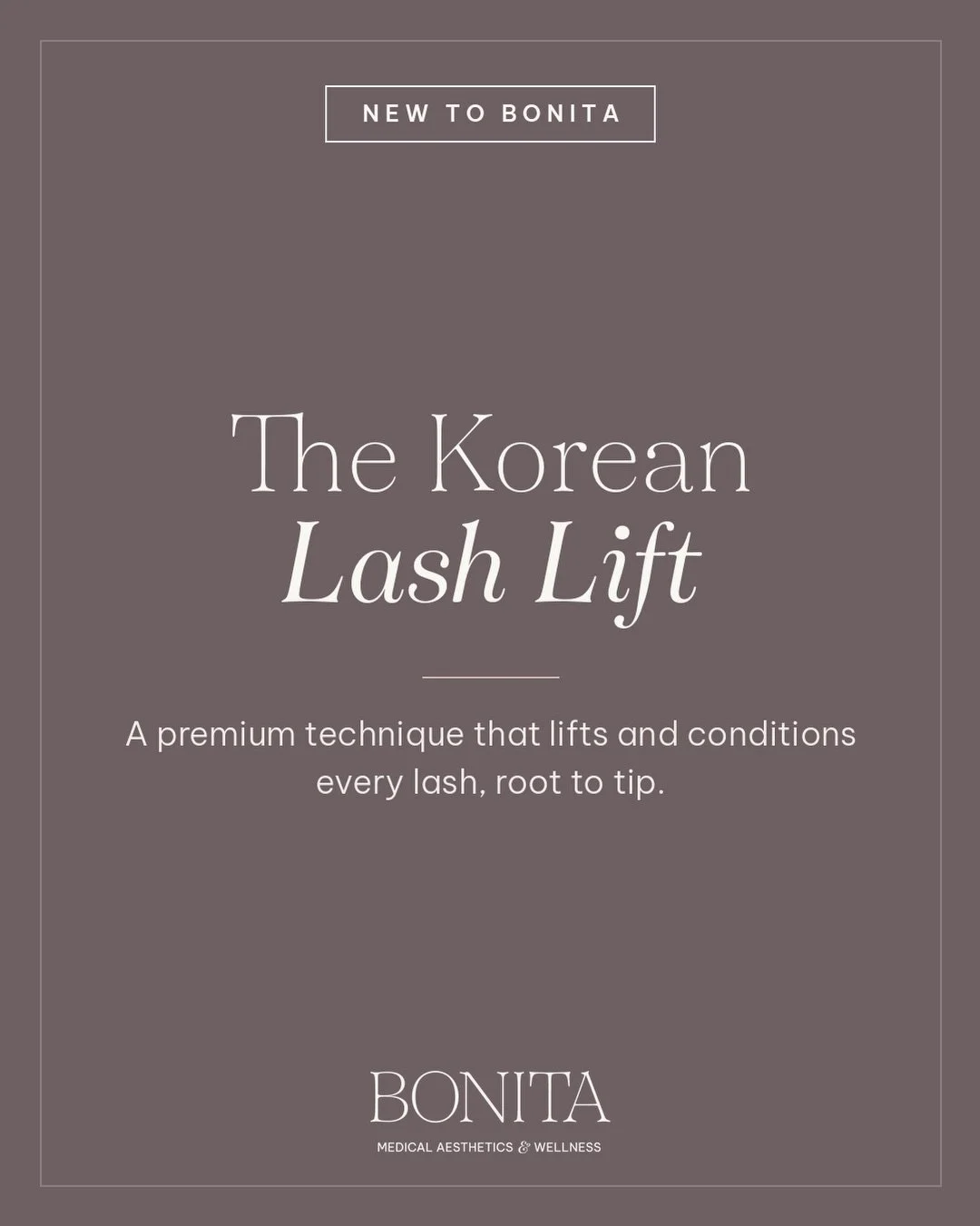 The KOREAN LASH LIFT is new to Bonita, a gentle, lower-pH lift that opens up the eyes without extensions. Stephanie uses a solution infused with keratin, collagen and peptides, so lashes look soft and conditioned, and it&rsquo;s made for fine, fragil