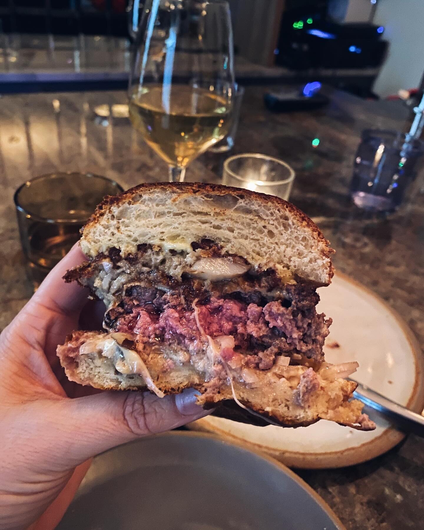6 ounces of juicy prime meat, Swiss, yuzu aioli, pickled shallots, @nickandsonsbakery brioche&hellip;and the cherry on top, our miso tempura fried maitake mushroom. 

Our cheeseburger isn&rsquo;t here to play!