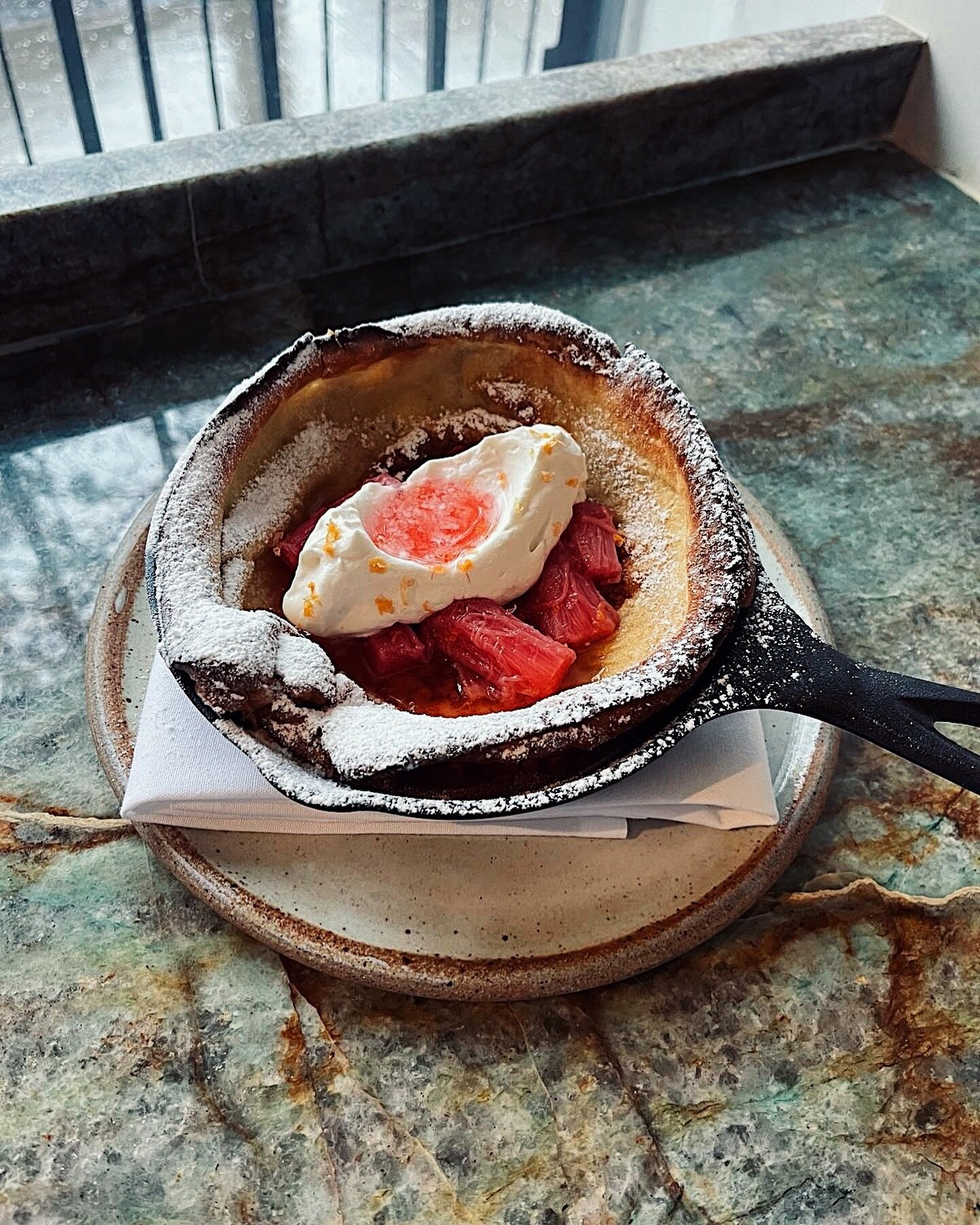 We&rsquo;re just three days away from our brunch launch!

This little Dutch baby will make its debut with poached rhubarb and whipped labneh alongside other heavy hitters like our saucy mushroom, open-faced focaccia toast; house-made chorizo, egg, an