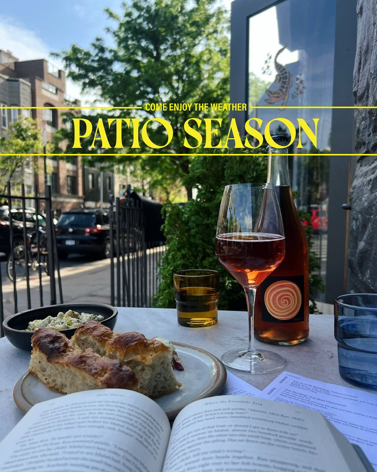 Our patio is open! Come sip some wine, eat some snacks, and breathe some fresh air. Tuesday-Friday starting at 5:30pm, Saturdays and Sundays at 11am.