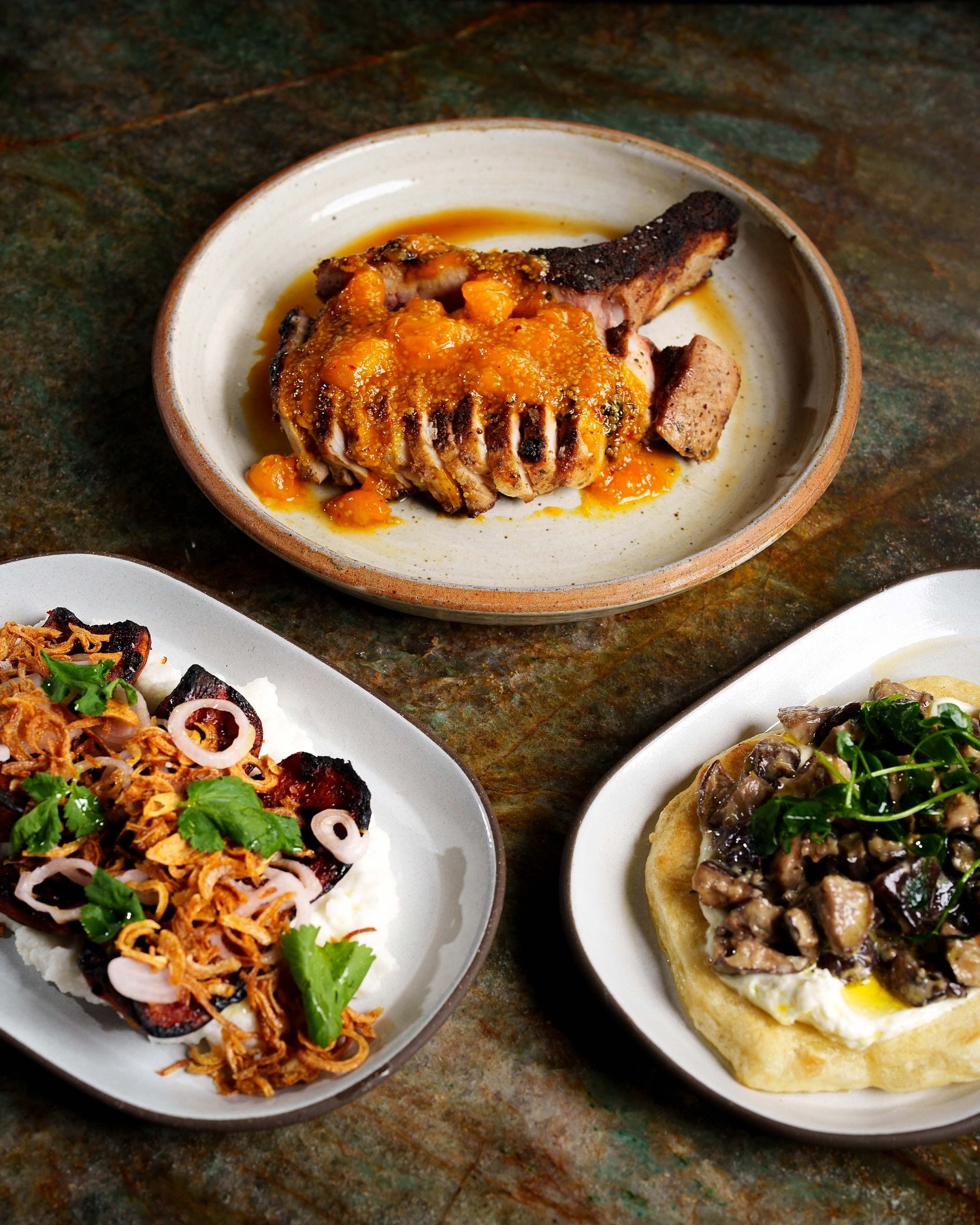 The holy trinity of fall&hellip;

MARSALA FLATBREAD  marsala mushrooms, house ricotta, mache

ANCHO BBQ SQUASH  honeynut squash, coconut grits, pickled &amp; crispy shallots 

PORK CHOP  bone-in chop, glazed husk cherry, habanada

**Available for din