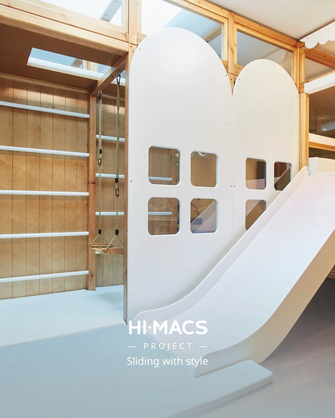 Sliding with style on 𝗛𝗜𝗠𝗔𝗖𝗦 𝘀𝗹𝗶𝗱𝗲𝘀.

When @tigerplayuk designs imaginative play spaces, HIMACS is their material of choice, especially for slides.

Its seamless finish, silky touch and extreme durability make it ideal for fun, safe, and 