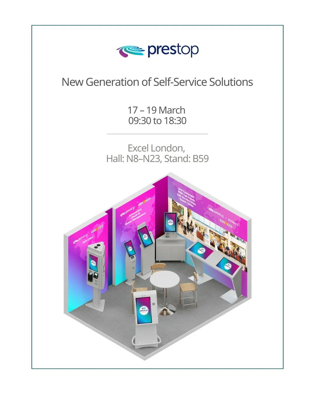 Our partner @prestopgroup will display innovative information and service kiosks created with HIMACS at Passenger Terminal Expo, the largest international airport exhibition and conference in the world, from March 17&ndash;19.

Visit us to learn how 