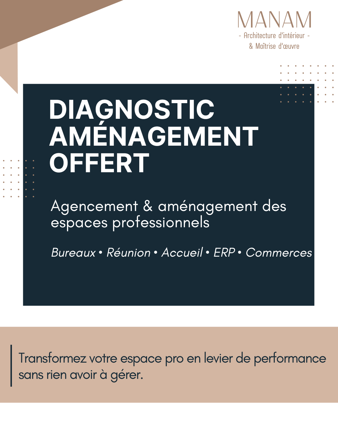 Flyer pour le diagnostic aménagement offert pour les espaces pros