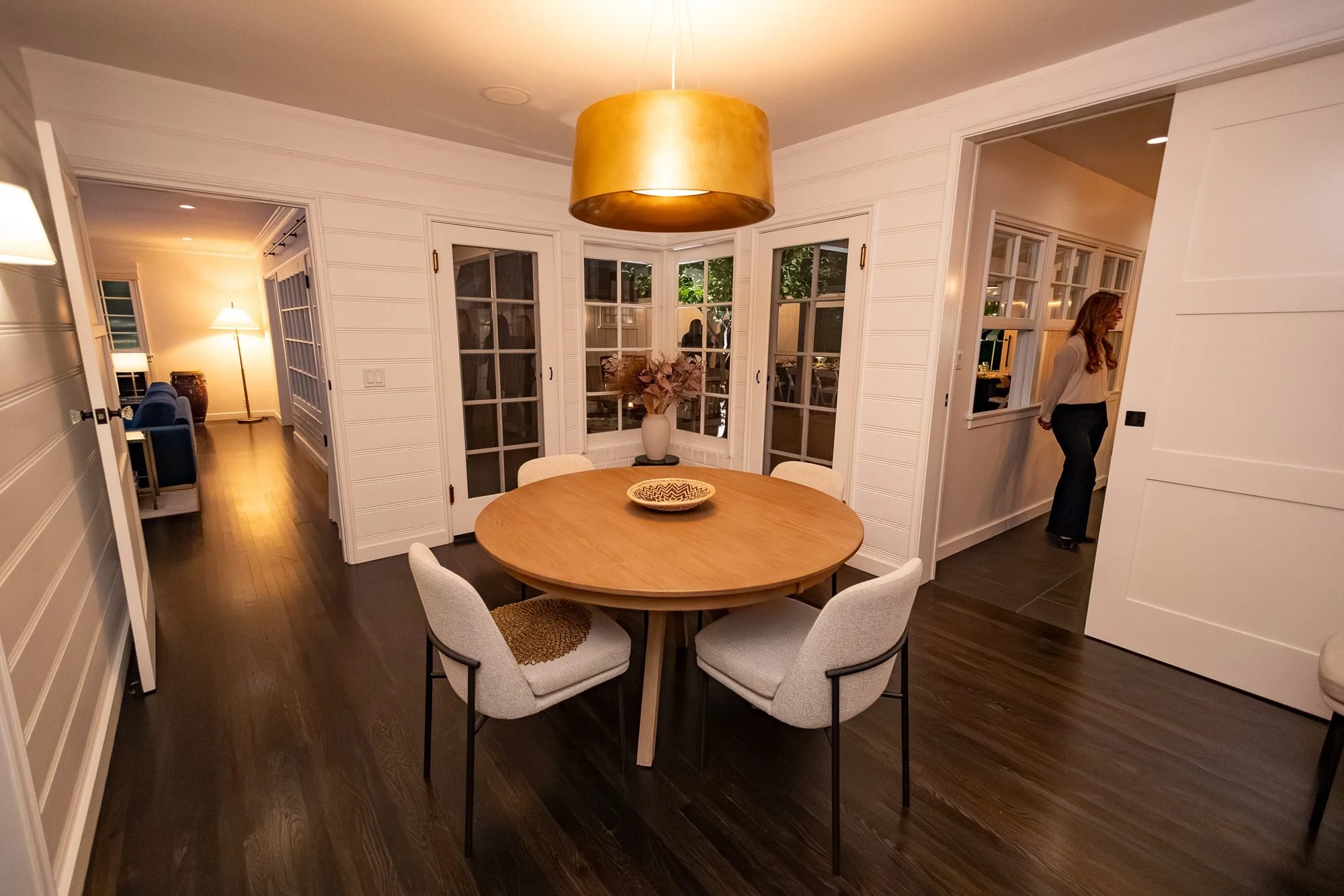 View from the hallway into the round dining nook