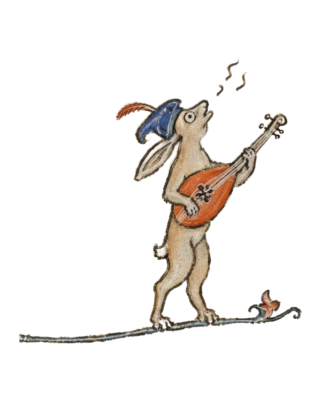 A rabbit playing a lute, illuminated-manuscript style