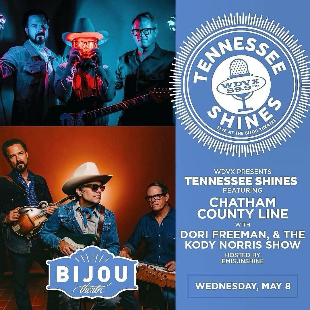 🚨KNOXVILLE! Big show TONIGHT, May 8 at the historic @bijoutheatre for @wdvx presents Tennessee Shines in Knoxville, TN. Going to be an awesome night with @dorifreeman , and @thekodynorrisshow and hosts @jimlauderdalemusic and @theemisunshine 
Showti