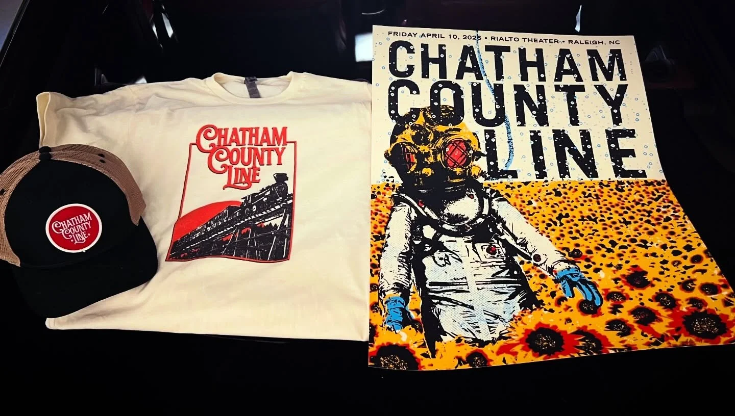 ⭐️Our new merch has arrived and just in time for our Friday night hometown show at @the.rialto. 
Check out these rad hats and shirts made by local merch wizards @tannis_root_inc and poster designed by local ace artist @skilletgilmore of @crawlspacepr