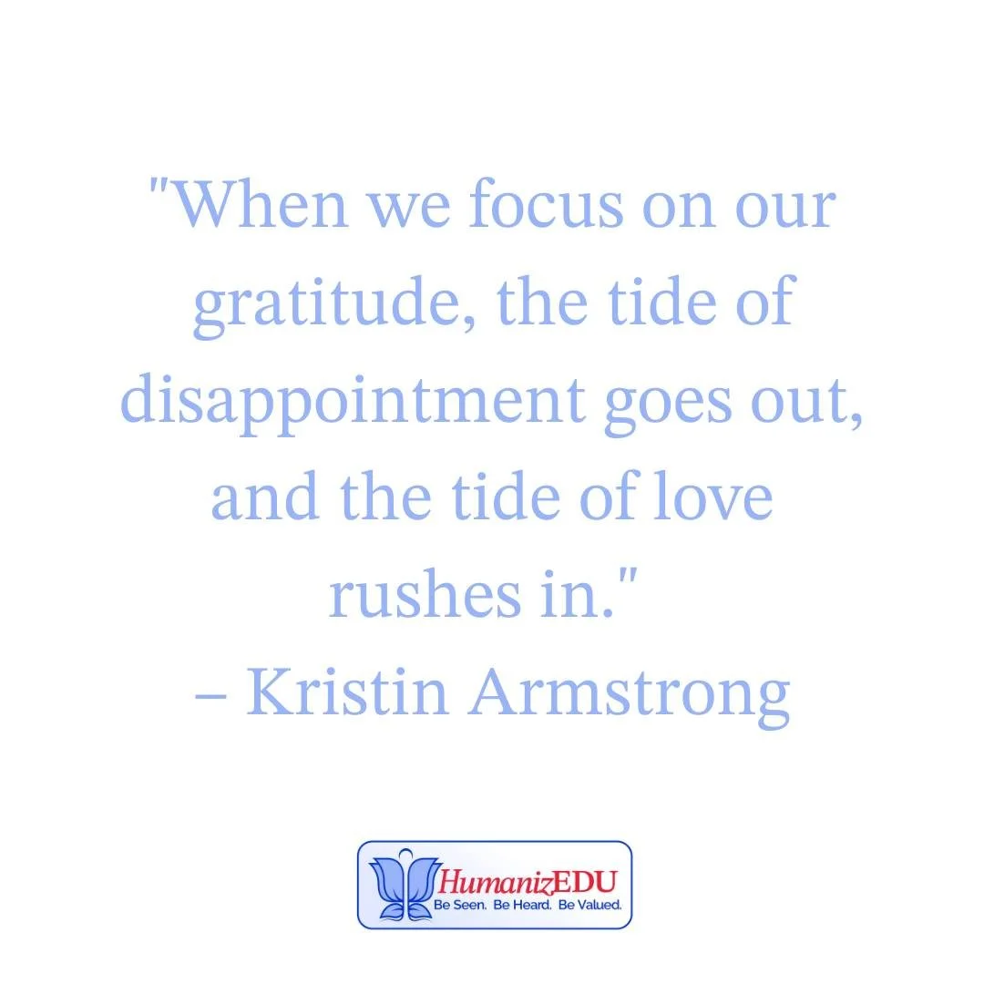 "When we focus on our gratitude, the tide of disappointment goes out, and the tide of love rushes in." – Kristin Armstrong
What do you think of this quote? 🤔
Make sure you are checking back in every day to follow the #HappyEducator