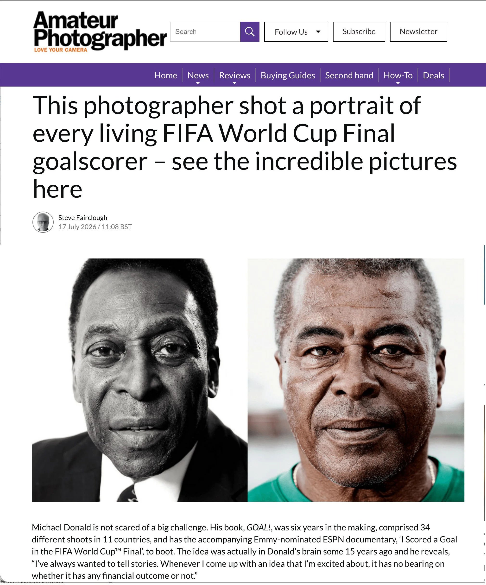 Side-by-side portraits of Michael Donald, one in black and white and the other in color, both showing his face.