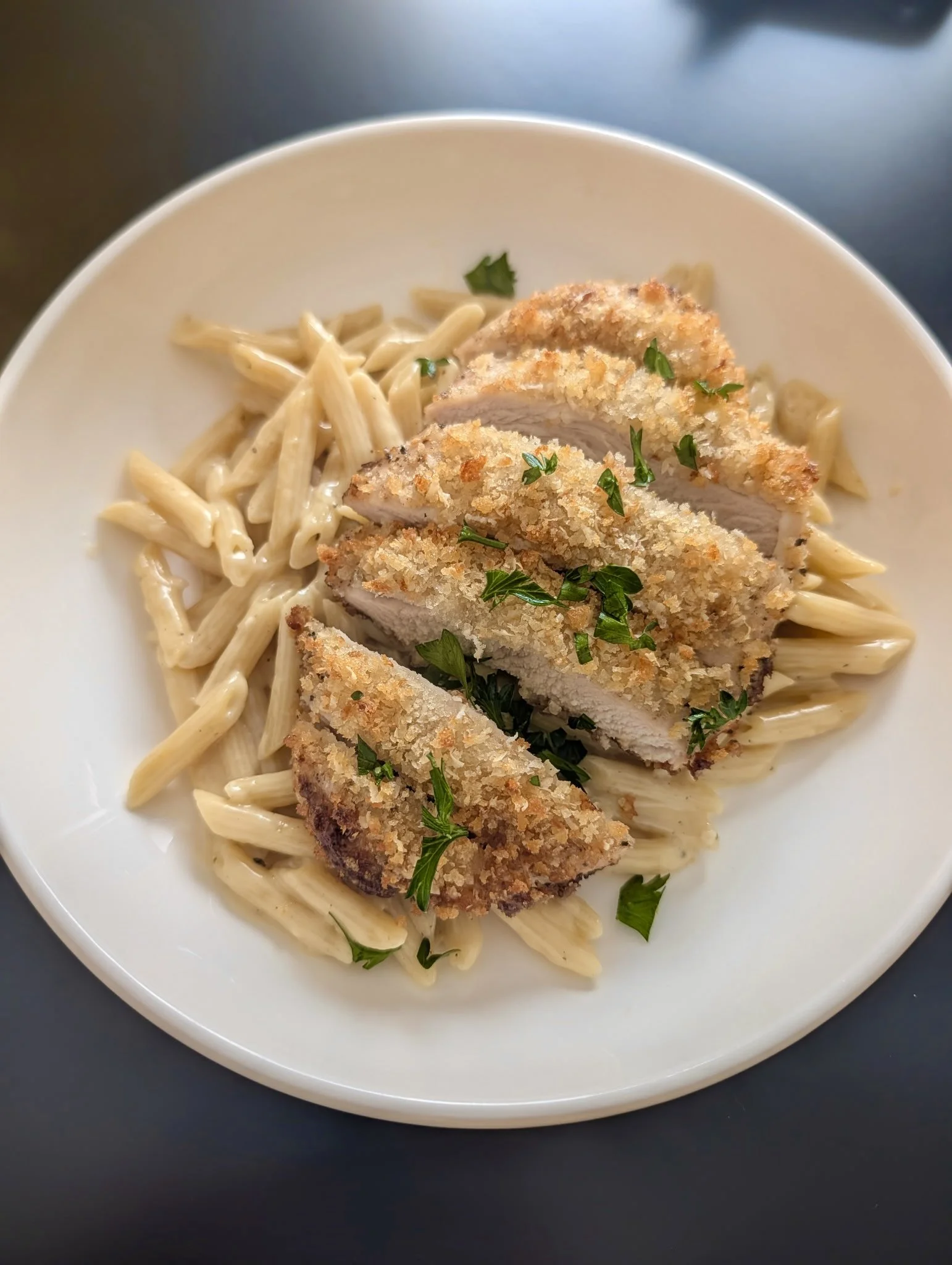 Crispy Parmesan Chicken with Lemon Pasta