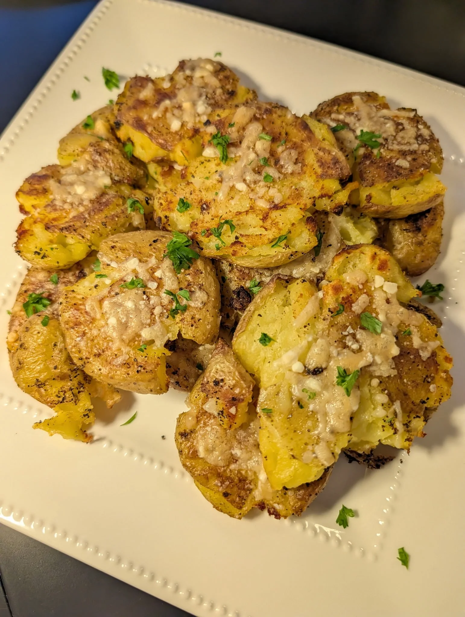 Crispy Smashed Parmesan Potatoes