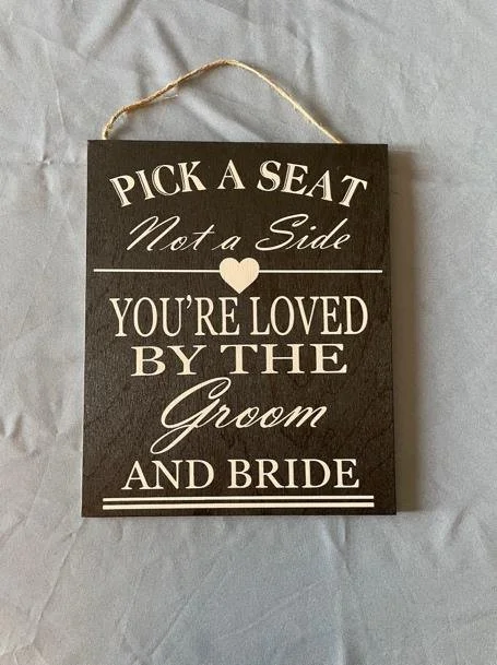 Small Black Pick a Seat Sign