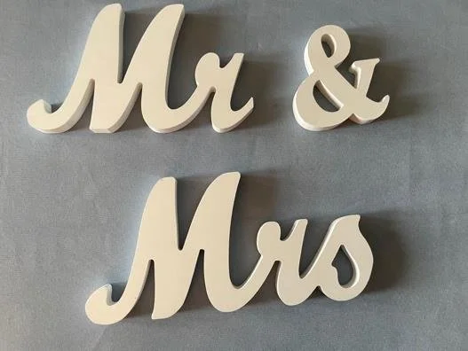 White Cursive Mr. & Mrs. Sign