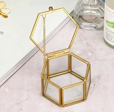 Small Gold/ Glass Ring Box