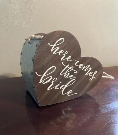 Flower Girl Basket - Wood Heart