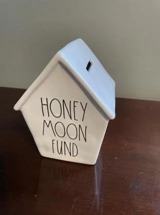White Honeymoon Fund Piggy Bank