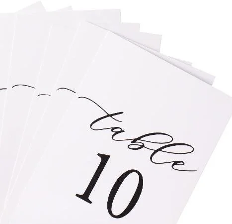 Calligraphy White/ Black Table Numbers (1-15)