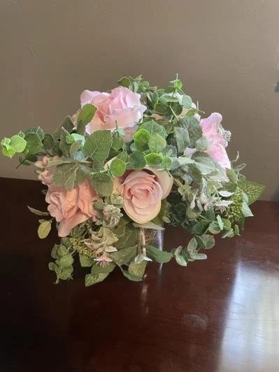 Blush Pink / Greenery Faux Floral Centerpiece