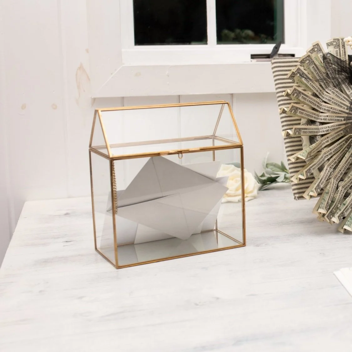 Triangle Gold/ Glass Card Box