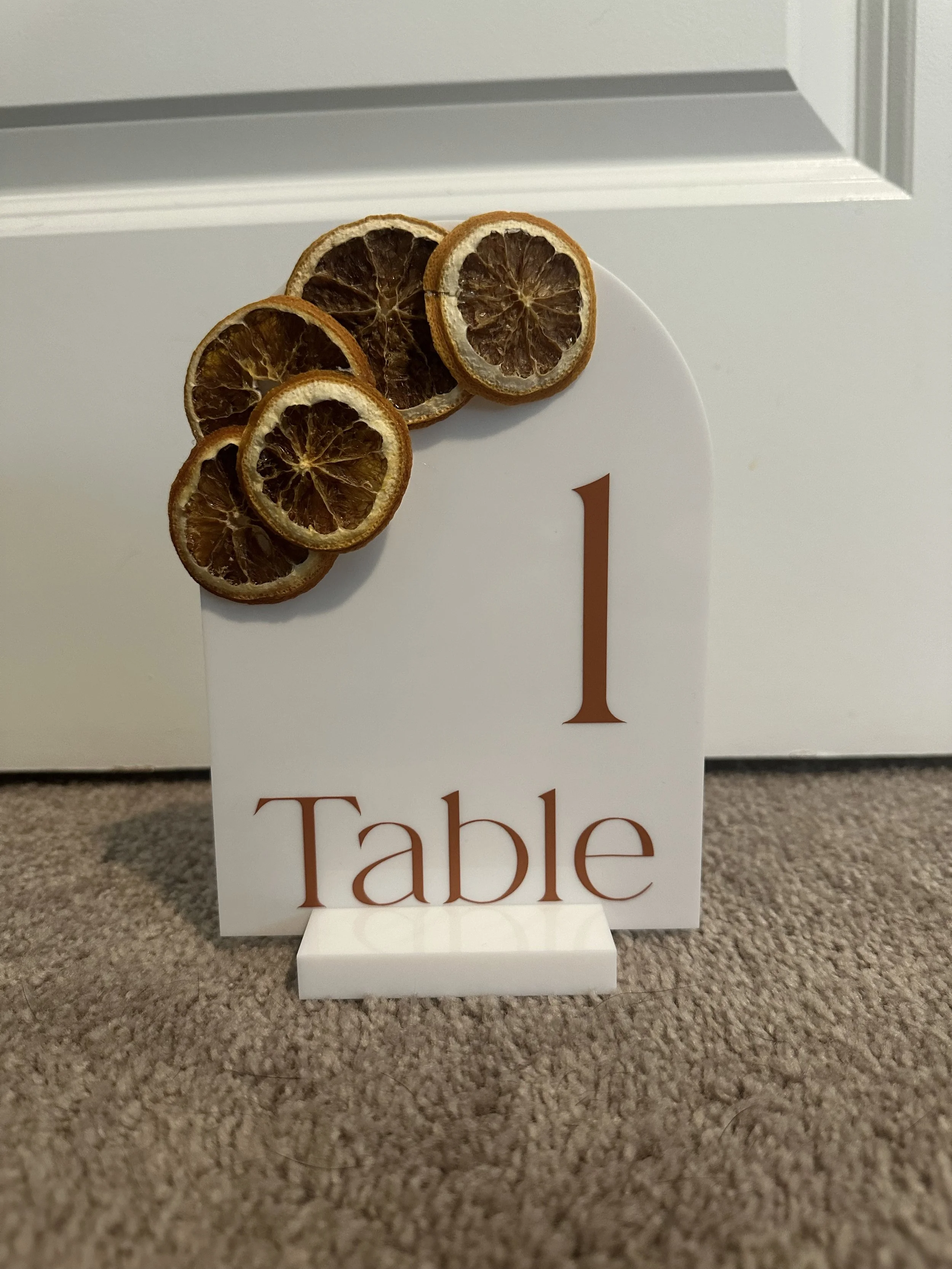 White & Orange Table Numbers (1-10)