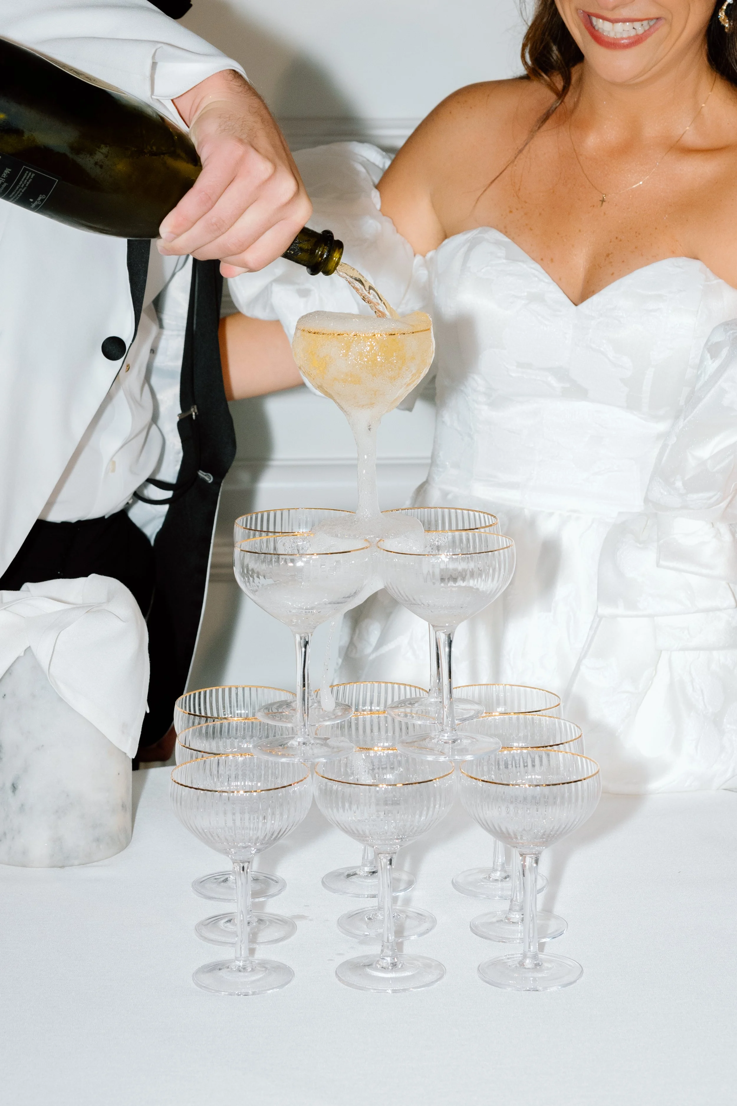 Champagne Tower - Gold Rimmed Glasses