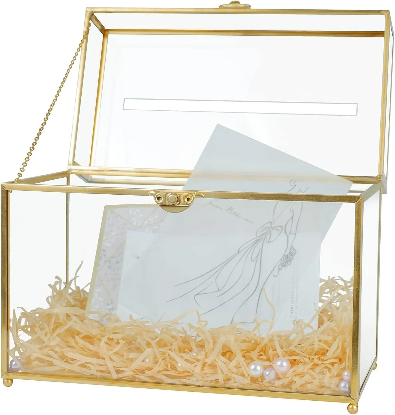 Square Gold/ Glass Card Box