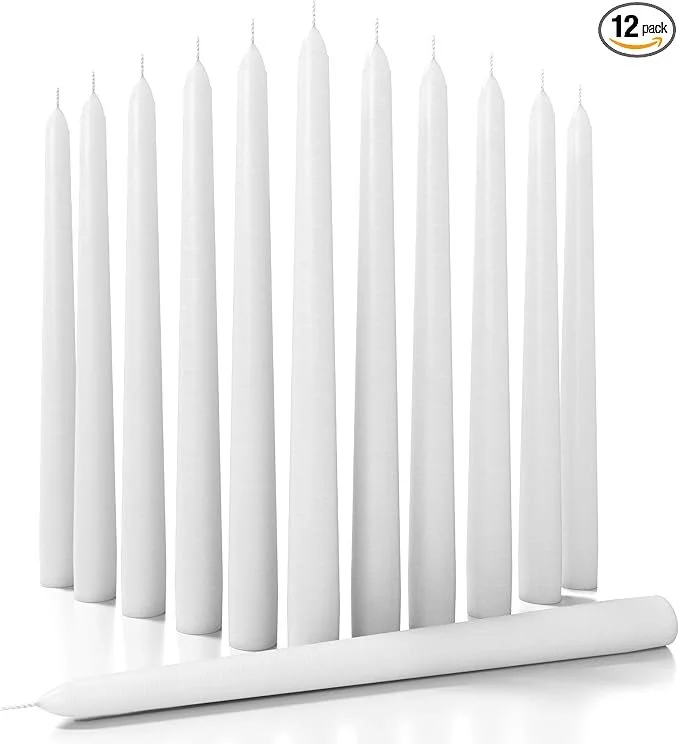 12" dripless white taper candle
