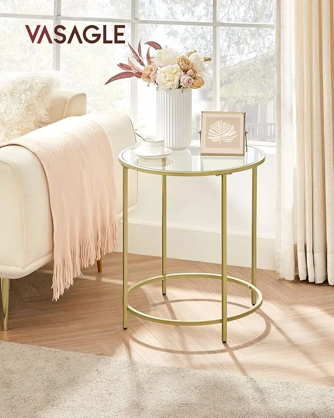Small gold/ glass side table