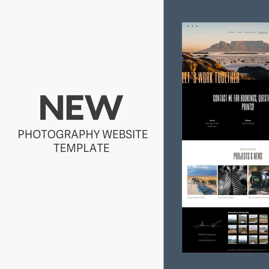 The wait is over! Our brand new Photography Website Template is officially launching TODAY! 🚀

Save precious time and ditch the design headaches. This beautiful, easy-to-use template is designed specifically for photographers to showcase their amazi