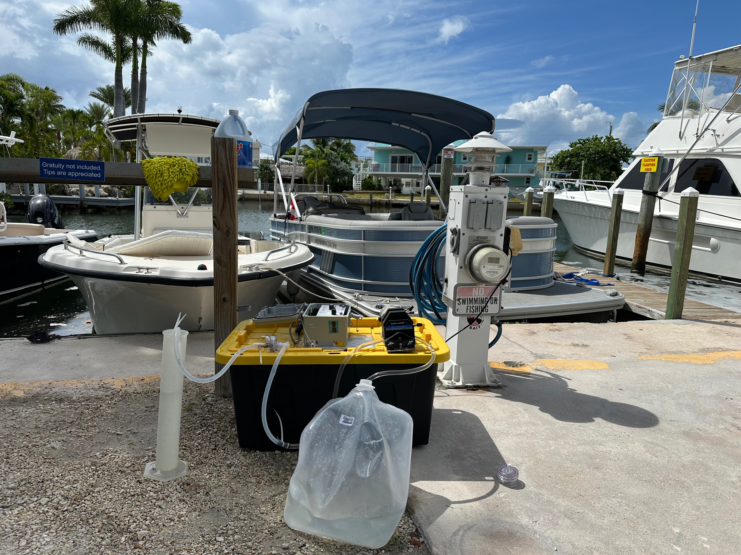 Water filtration set-up at the Key Largo site in August.