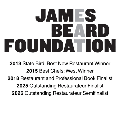 James Beard Foundation logo with State Bird's awards and nominations