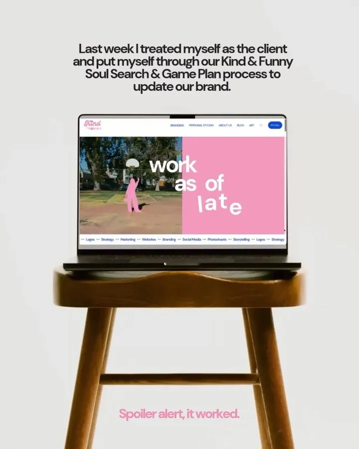 Loved being the client last week when I gave myself a Kind &amp; Funny brand refresh 💃✨💗

And friends holy cow all this clarity I gained through the process is making me feel extra connected to my creativity, so if you&rsquo;re ready to explore you