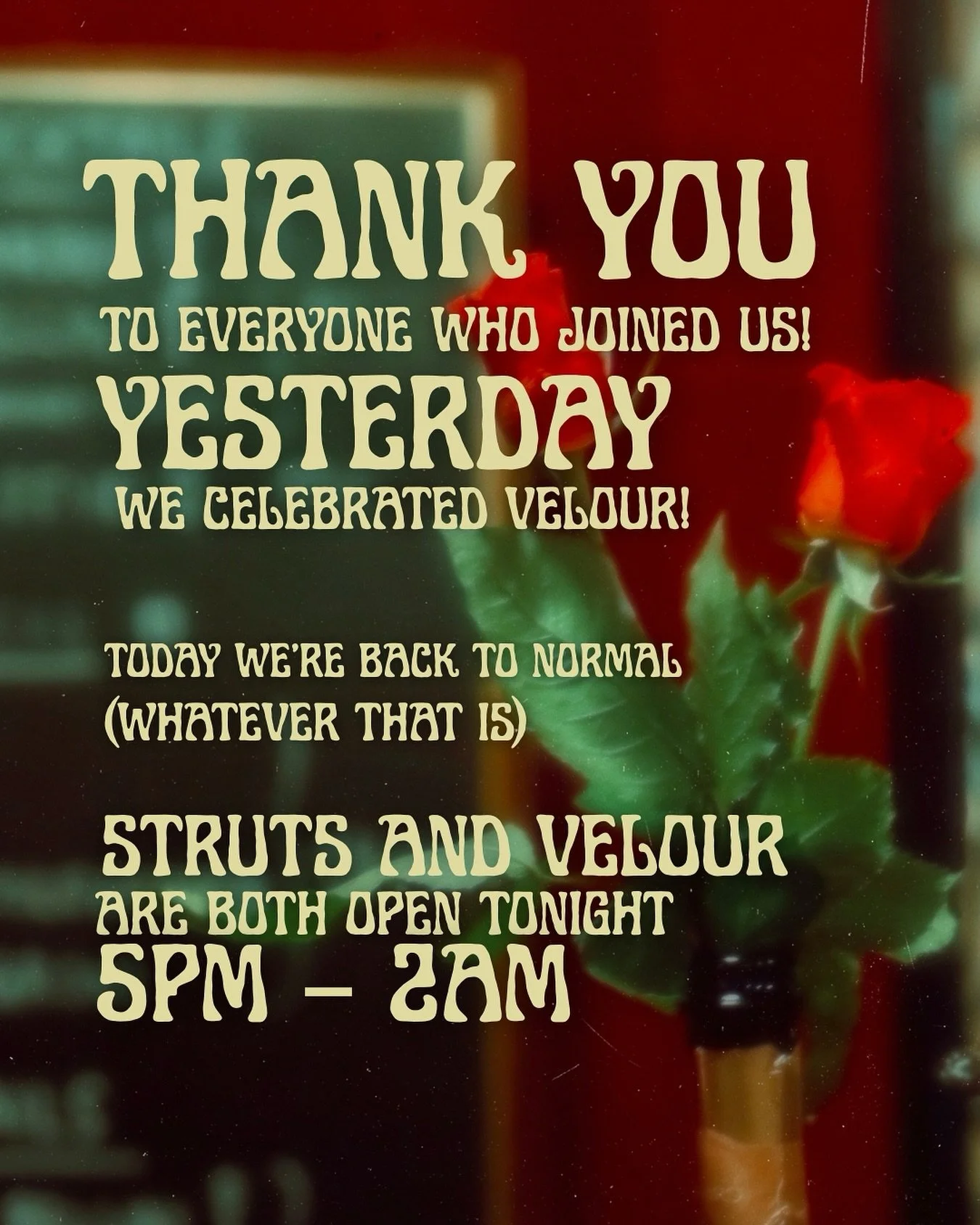 ✨Yesterday we celebrated VELOUR – huge thanks to everyone who joined us!✨ Can’t wait the Grand Opening on September 20! Do you have it on your calendar? 😏
Today we’re back to normal (whatever that is):
STRUTS and VELOUR are both o