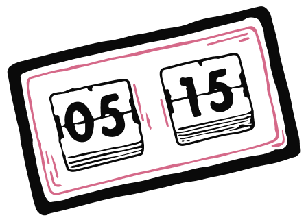 Digital flip clock showing 5:15.