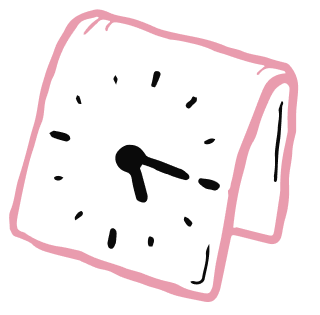 A black flip clock with a pink frame showing the time as 5:15.