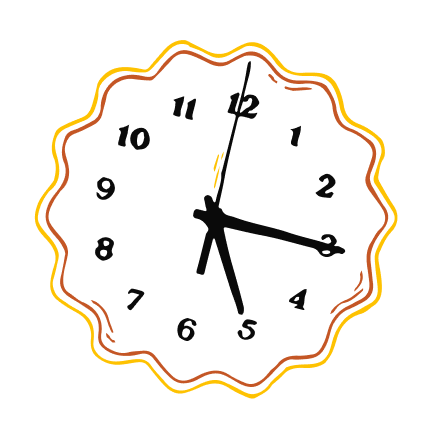 Neon clock with a wavy border showing the time as 5:15.