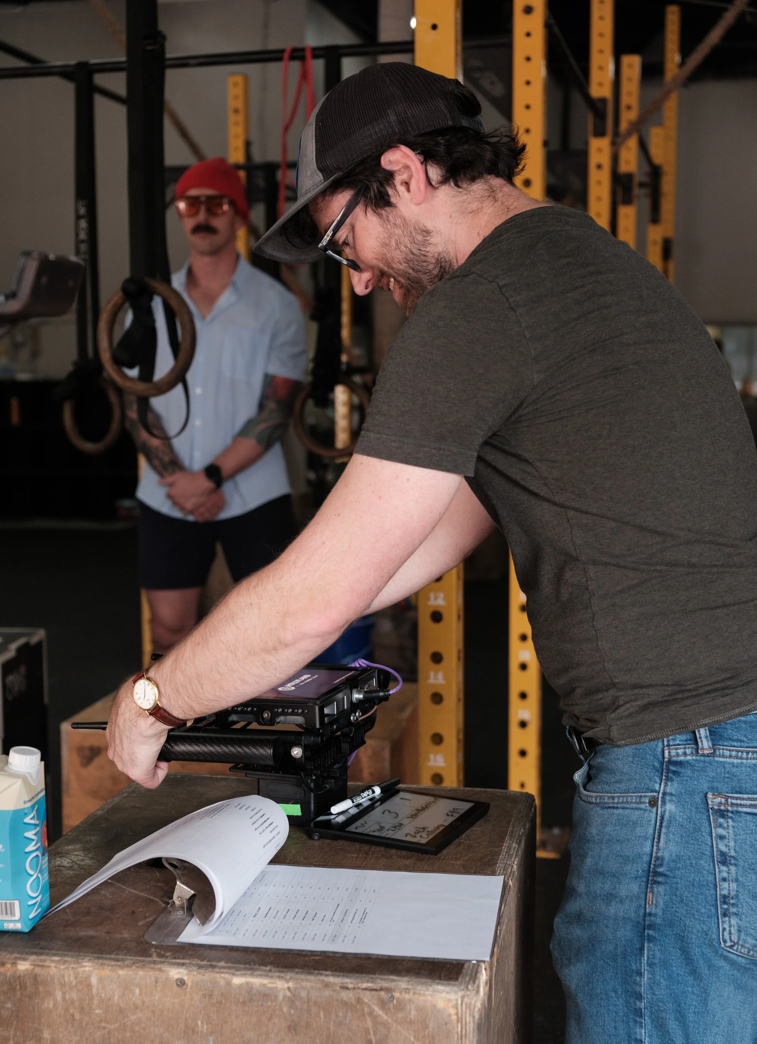 Behind the scenes photo for Yellow Rose Fitness ad campaign filming