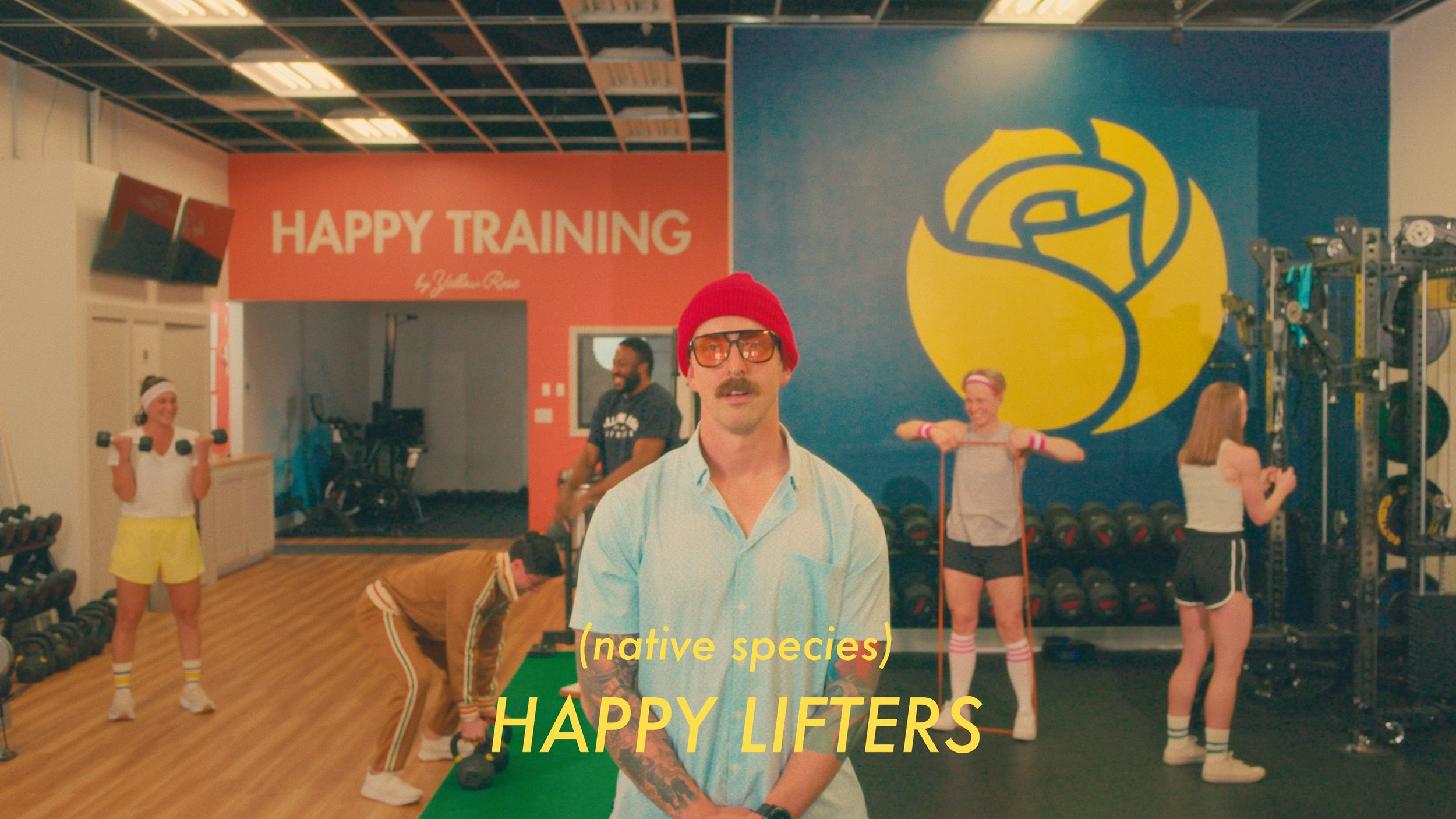 Wes Anderson inspired still frame from a tour video for  Yellow Rose Fitness