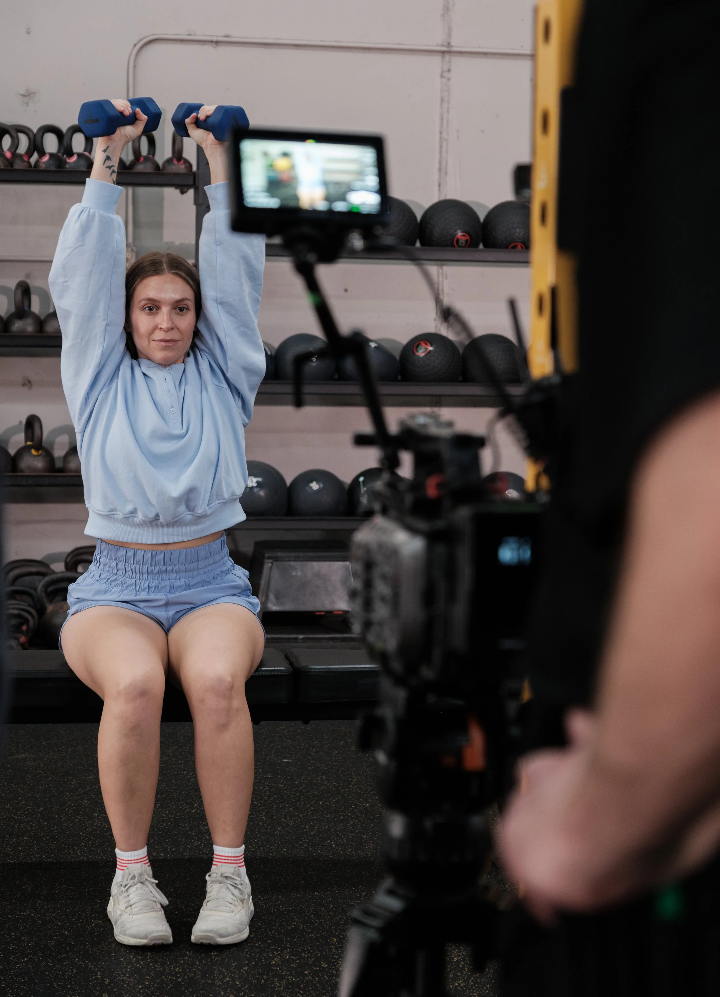 Behind the scenes photo for Yellow Rose Fitness ad campaign filming