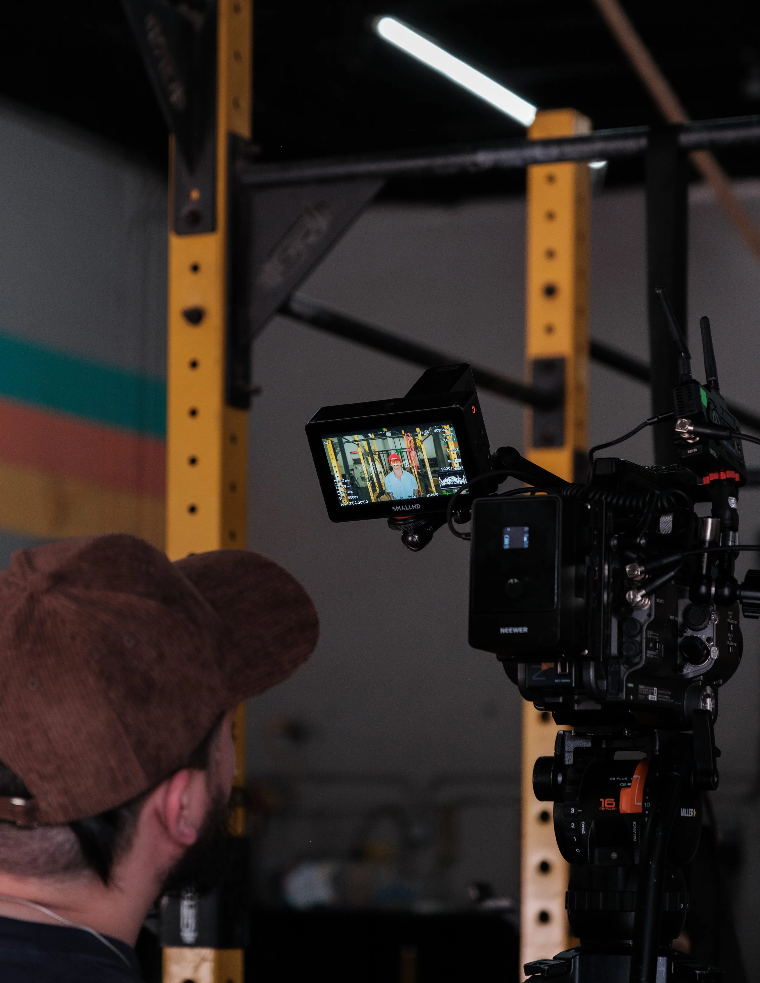 Behind the scenes photo for Yellow Rose Fitness ad campaign filming