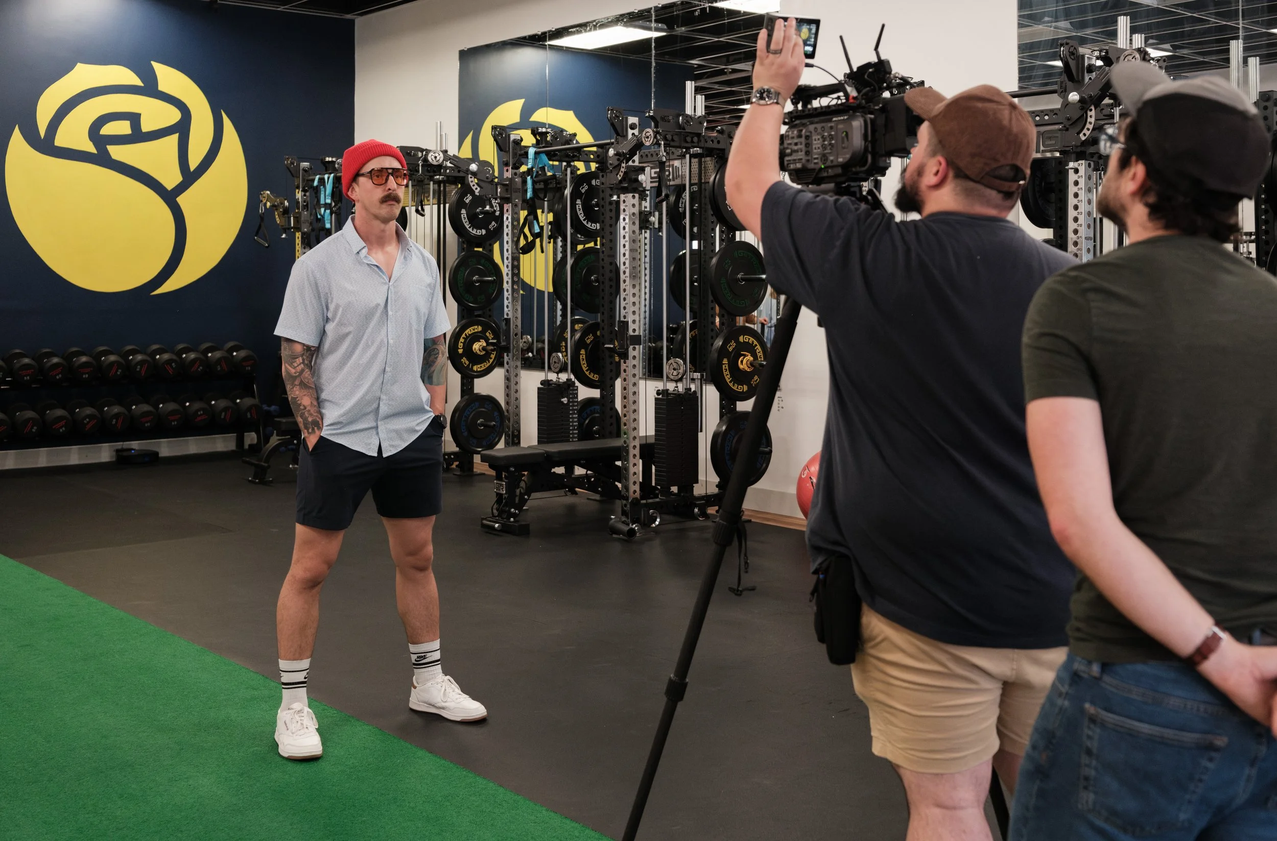 Behind the scenes photo for Yellow Rose Fitness ad campaign filming
