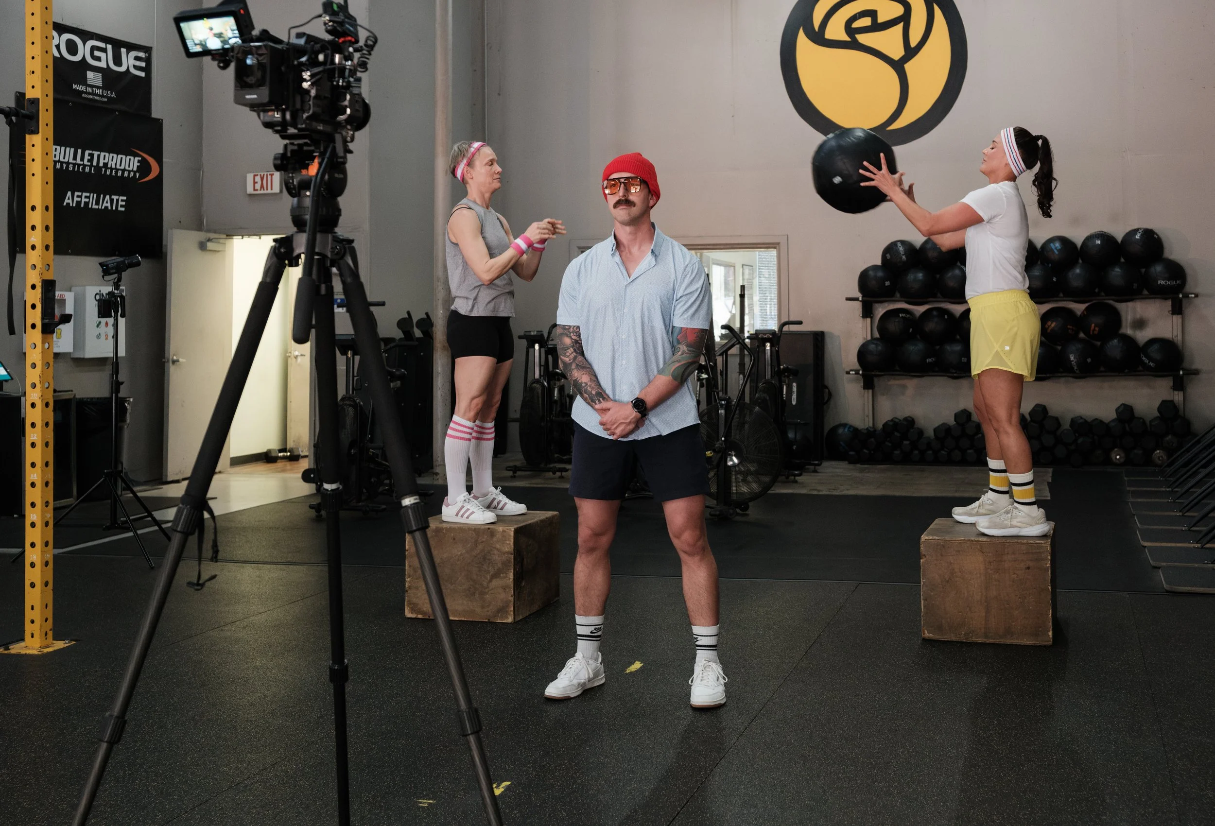 Behind the scenes photo for Yellow Rose Fitness ad campaign filming