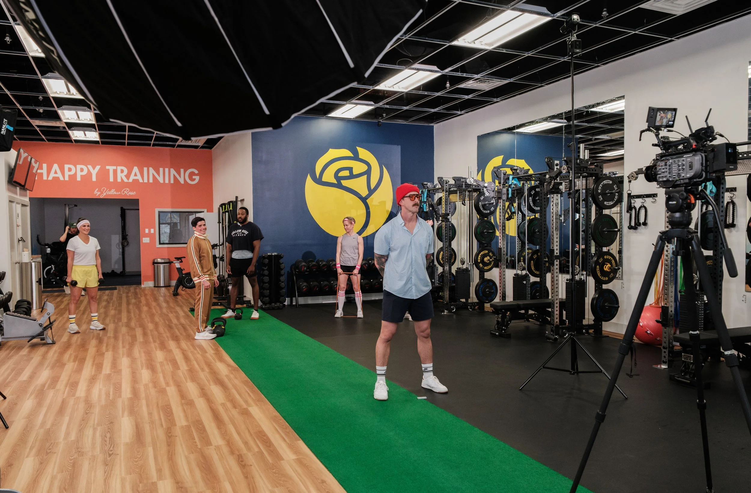 Behind the scenes photo for Yellow Rose Fitness ad campaign filming