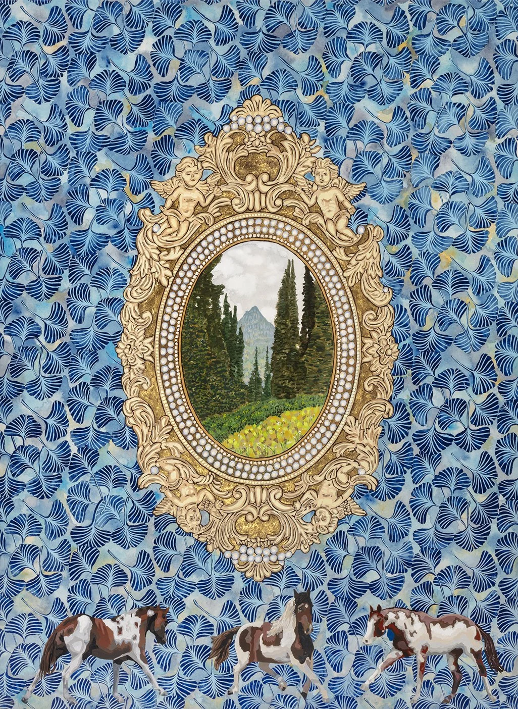 "Reverence (Glacier)" gouache on paper, 30" x 22", 2026.