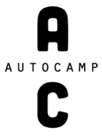 AutoCamp logo – luxury outdoor hospitality brand collaborating with Hearth & Harvest for culinary and live-fire dining experiences.
