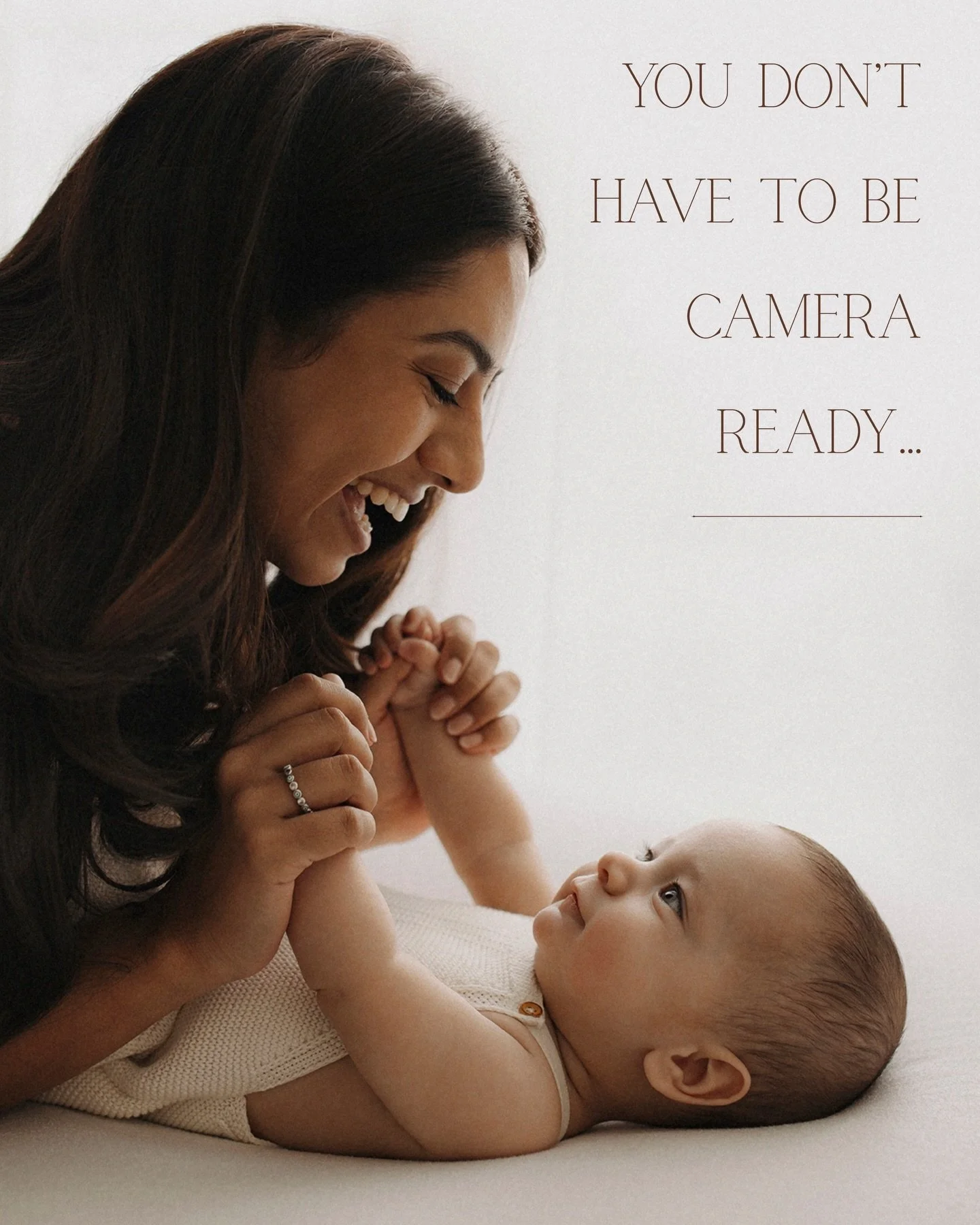 Yep, this is something I tell all my clients again and again, because it&rsquo;s just. so. true.

Between having just given birth and the sleep deprivation, you&rsquo;re probably not feeling particularly &ldquo;camera ready.&rdquo; But you still want