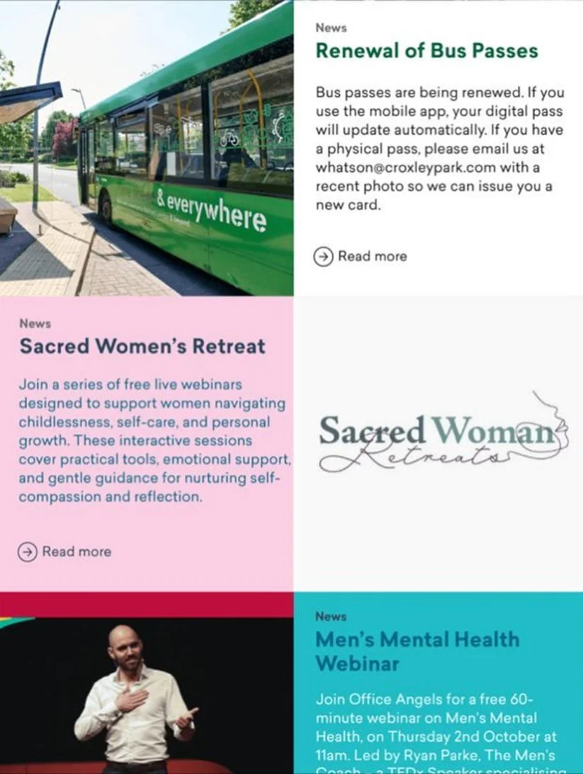 A moment of gratitude 🙏

The wonderful @croxleypark have kindly featured Sacred Woman&rsquo;s upcoming webinar series in their community newsletter. Their support helps shine a light on the childless community, reminding us that we are seen, valued 