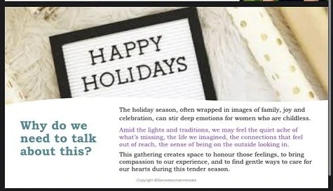 💜 Thank you for joining our webinar this month! 💜

A heartfelt thank-you to everyone who joined our Holidays &amp; Childlessness webinar this Sunday morning. 🌿
Together we shared stories, feelings and strategies to make the festive season a little