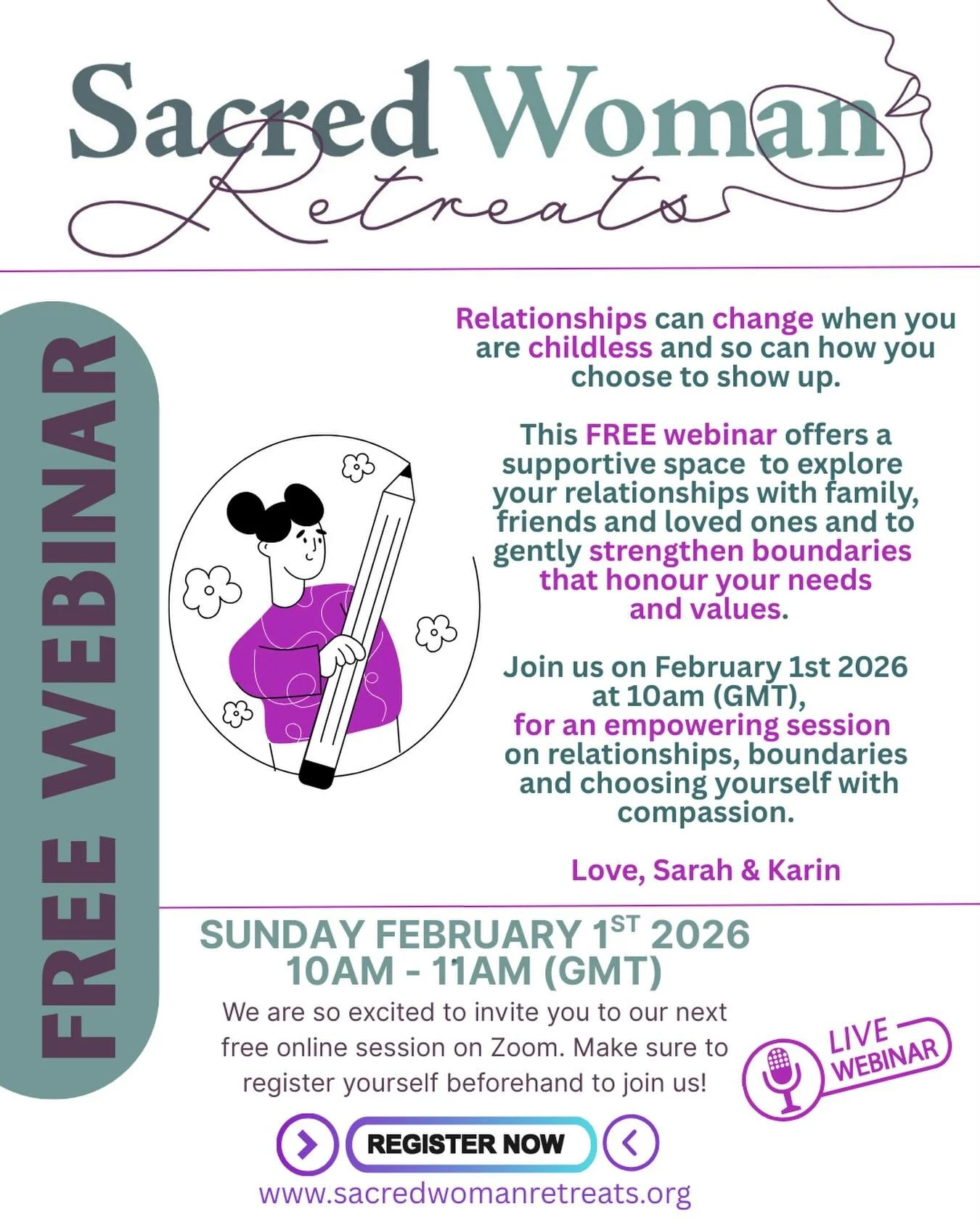When your life hasn&rsquo;t unfolded as expected, relationships can begin to feel different. What once felt easy may now require more care, clarity or courage.

In our February Sacred Woman free webinar, we&rsquo;ll be exploring how childlessness can